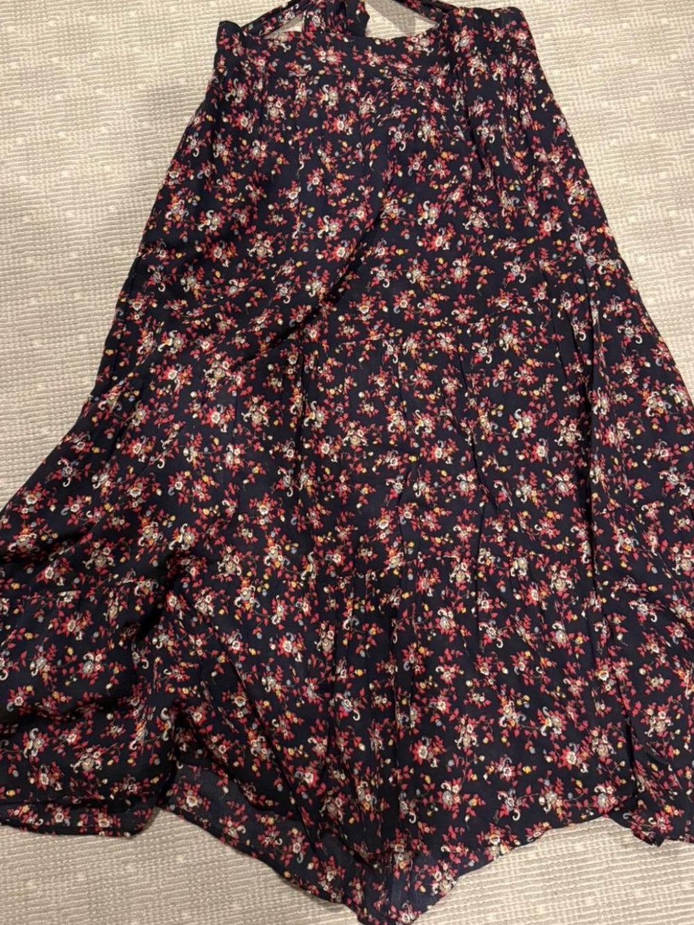 XiRENA Black Maxi Skirt with Pink and Red Floral Print